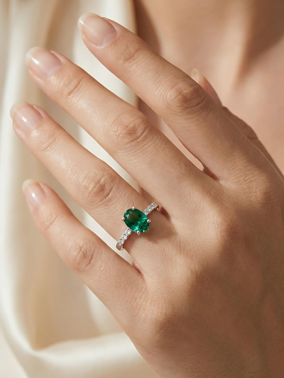Pure Silver Green Sapphire Ring