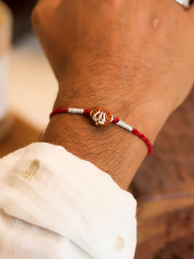 Mahadev Rudraksh Pure 92.5 Silver Moli Rakhi