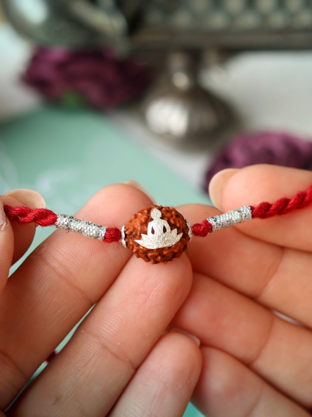 RudraBuddh Rudraksha Pure 92.5 Silver Moli Rakhi