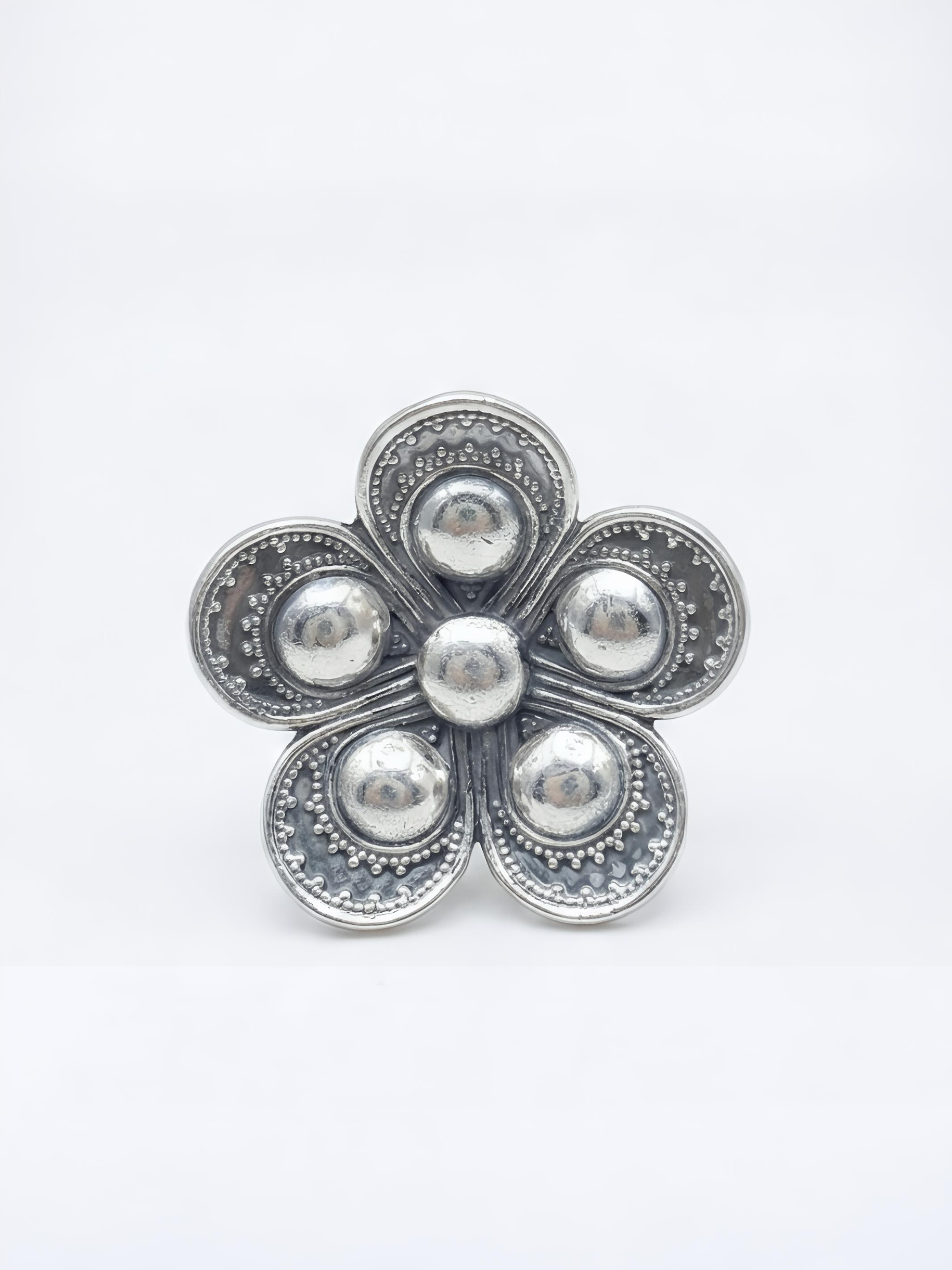 Boho Floral Pure Silver Ring