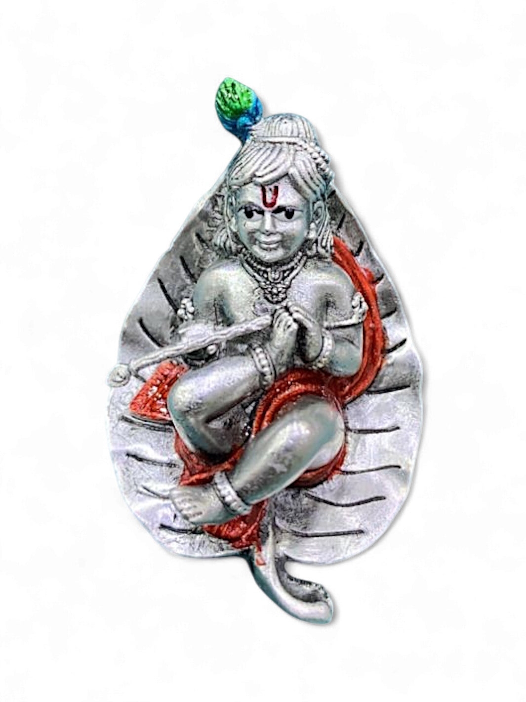 Pure Silver Antique Bal Gopal on Paan Leaf Idol