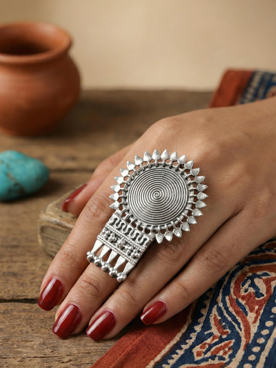Artistic Silver Flower Pure Silver Ring