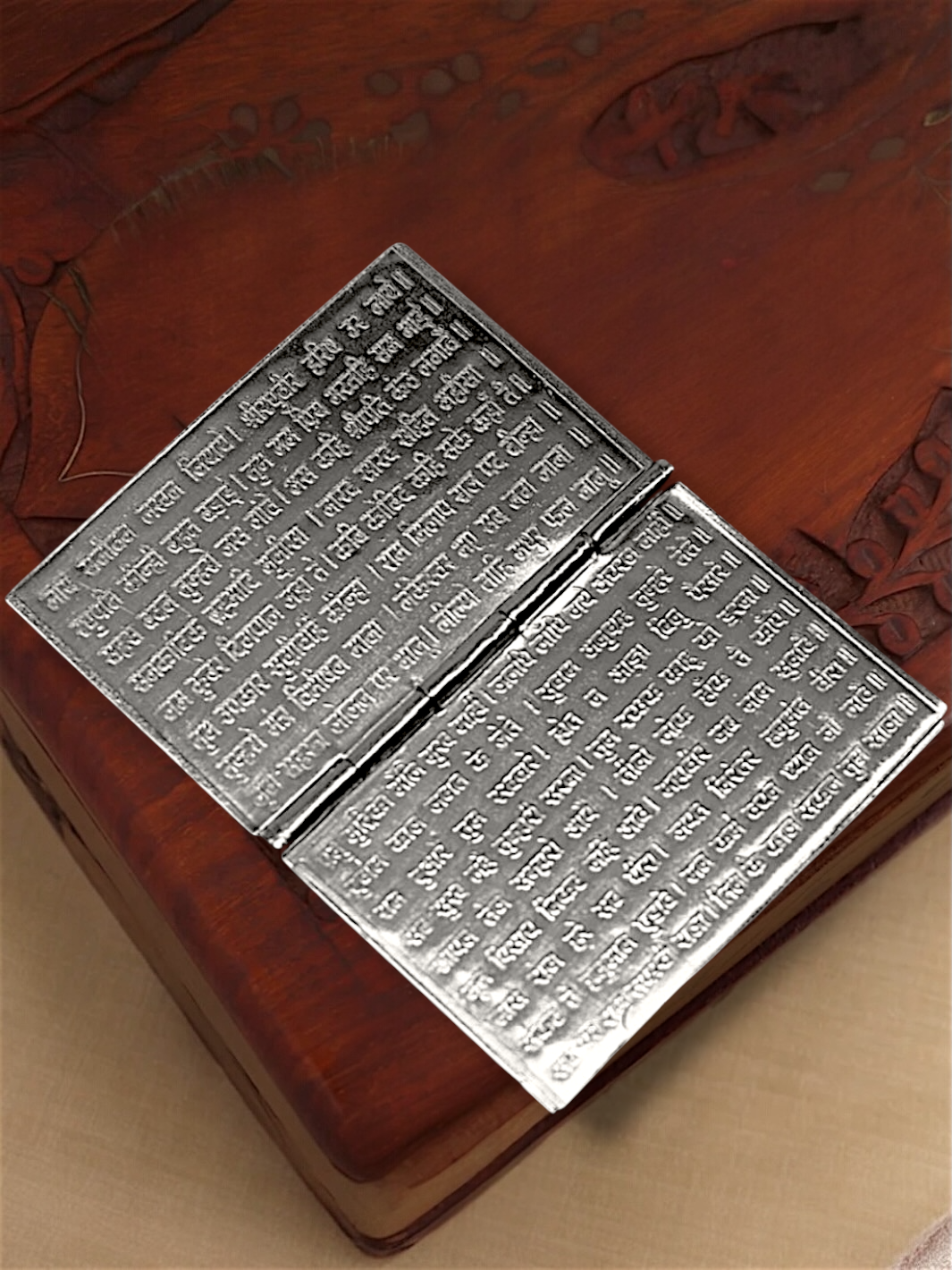 Pure Silver Pocket-Size Shree Hanuman Chalisa with Arti in mini 4 page book