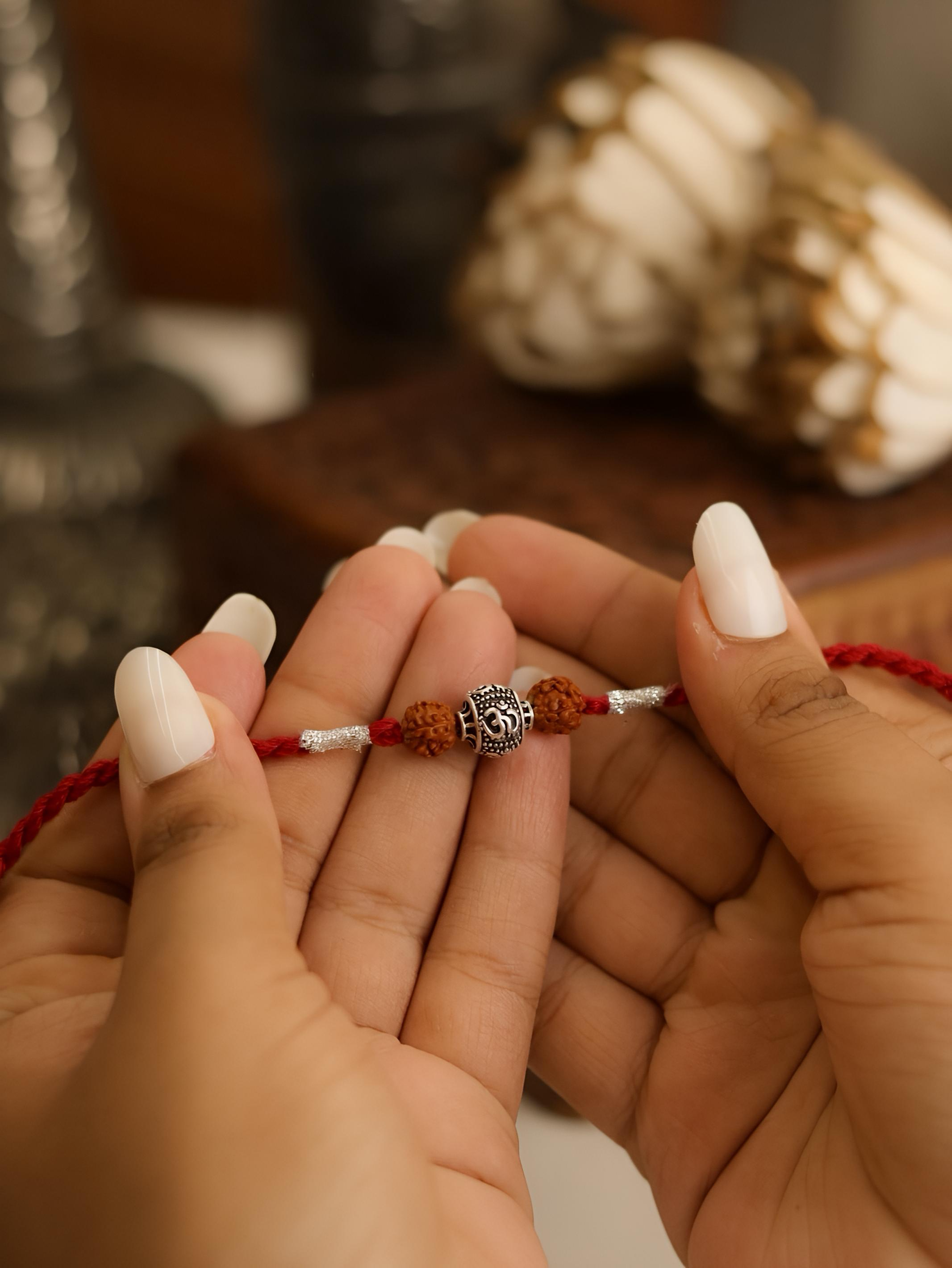 Shiva OM Sutra Pure 92.5 Silver Rakhi