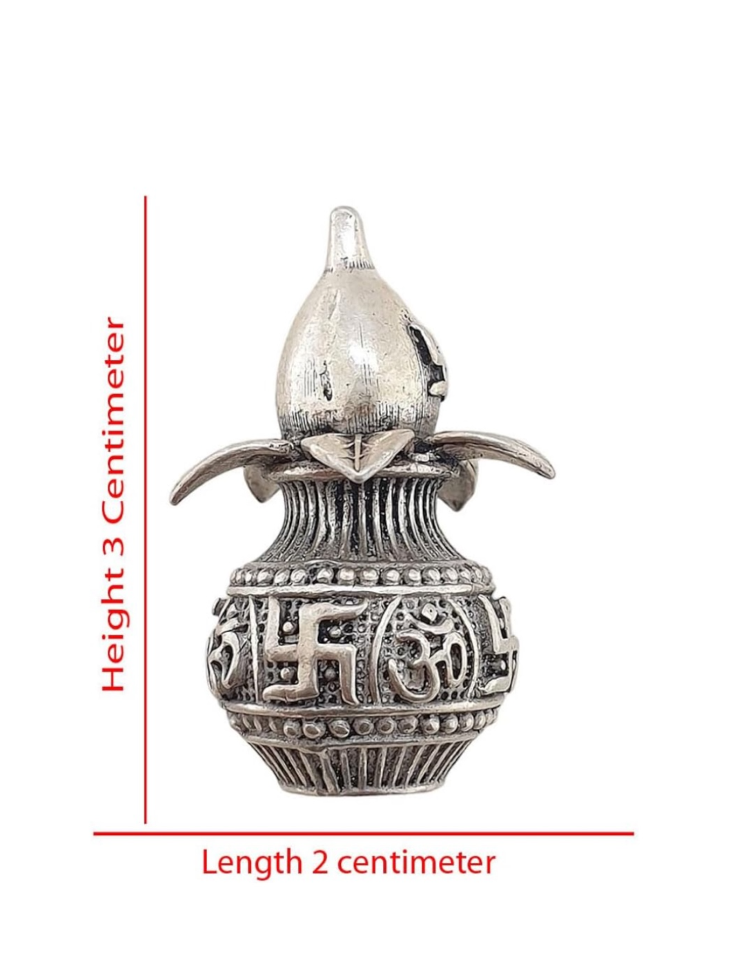 Pure Silver Antique Finish Kalash with Swastik & Om Engravings