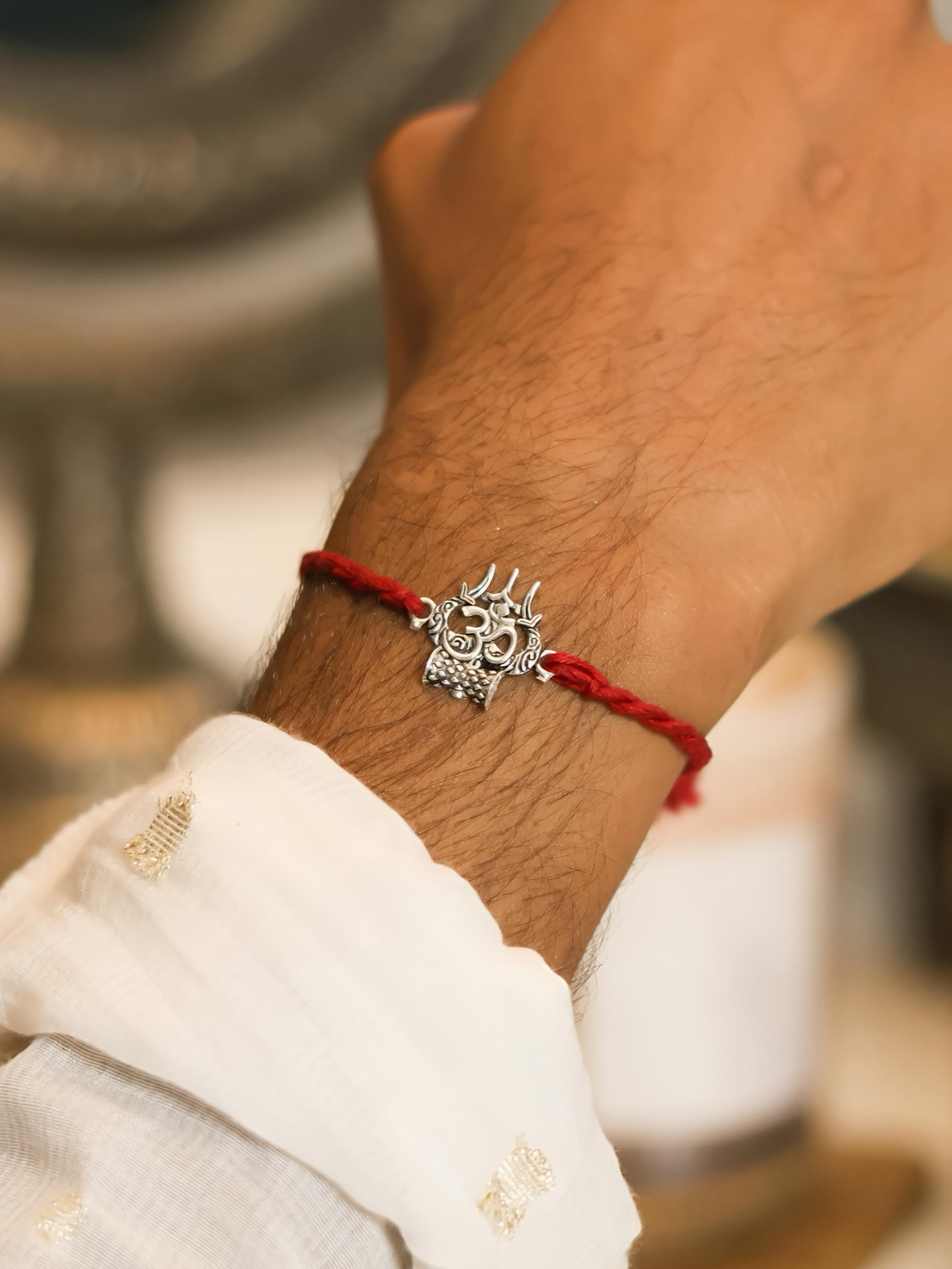 Trishul of Blessings 92.5 Pure Silver Rakhi