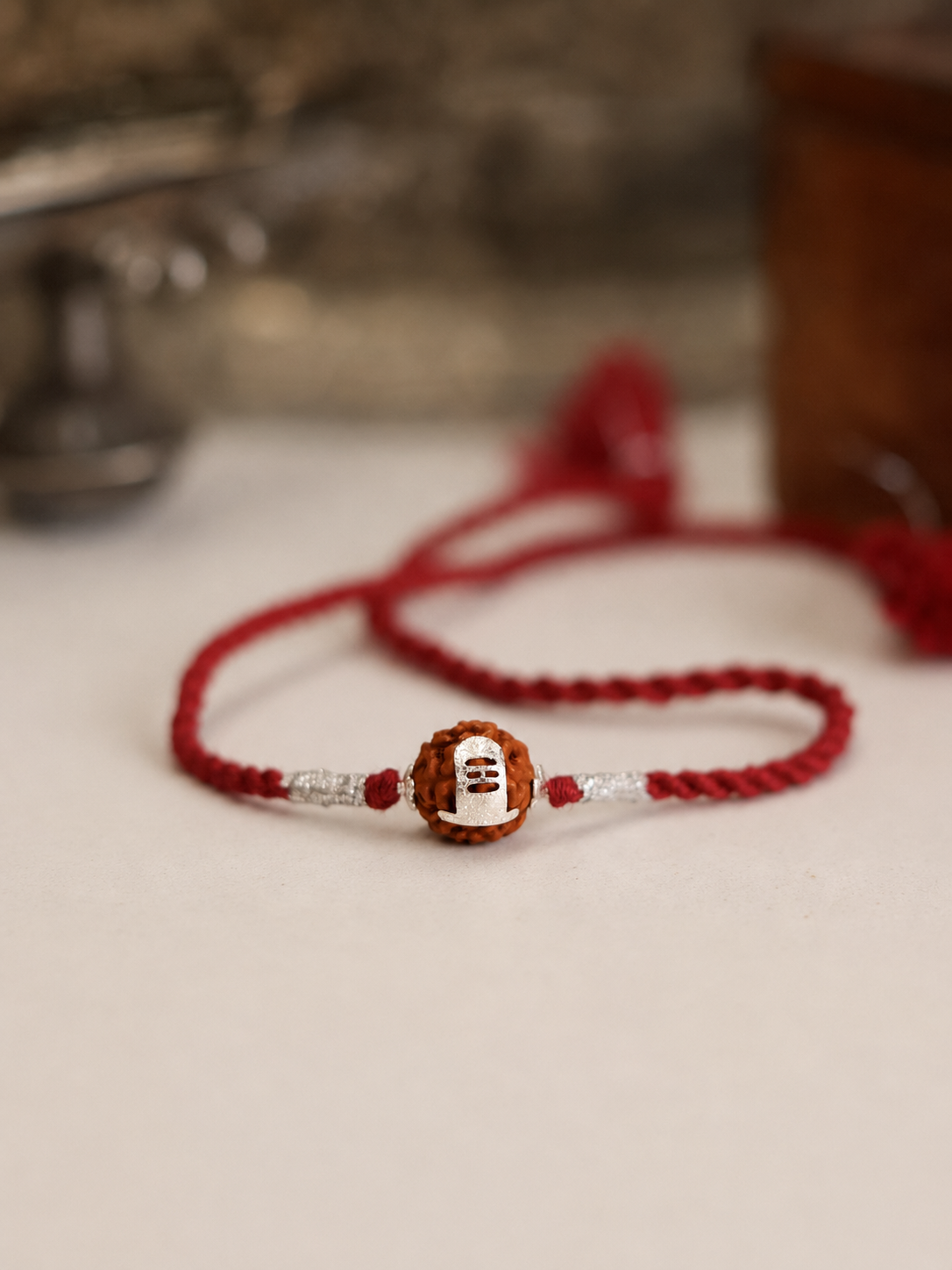Shivling on Rudraksha 92.5 Silver Rakhi