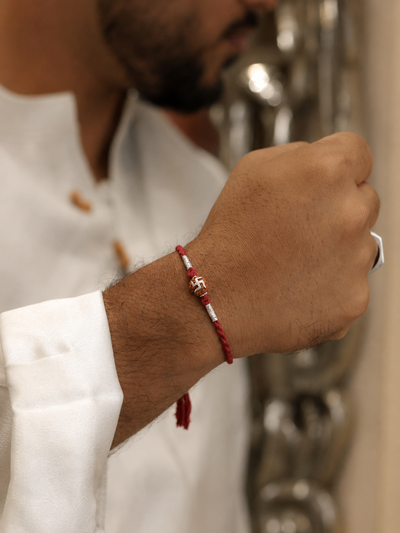 Swastik On Rudraksha 92.5 Pure Silver Rakhi
