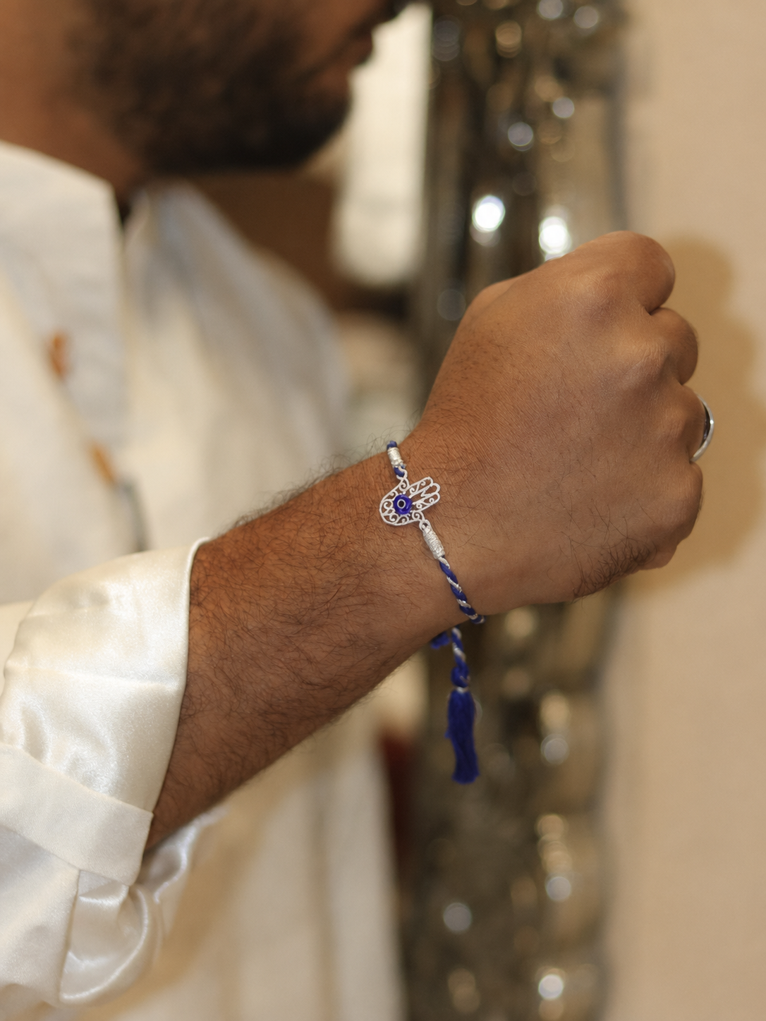 Hamsa Evil-Eye Luxury Bhai 92.5 Silver Rakhi