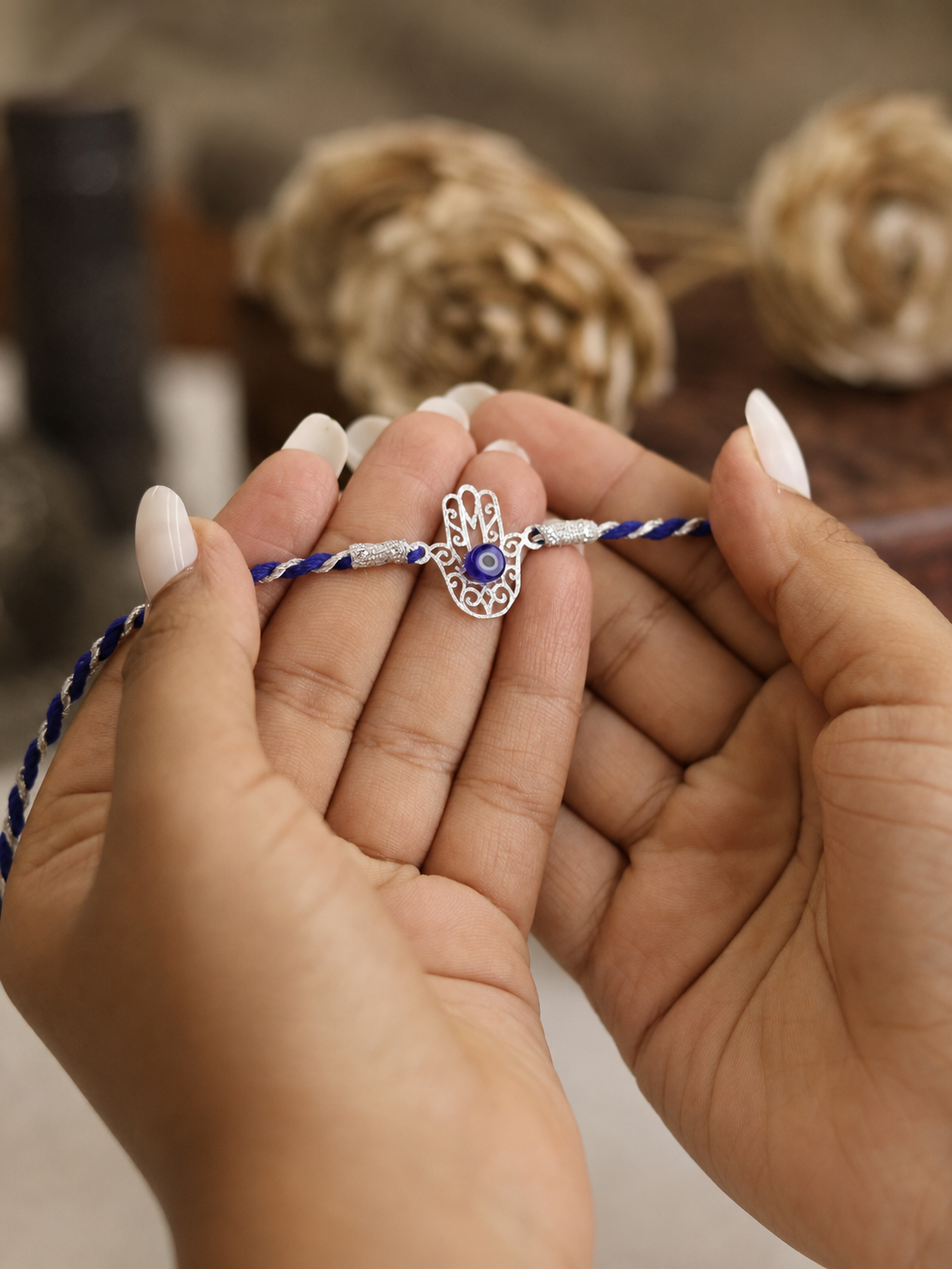 Hamsa Evil-Eye Luxury Bhai 92.5 Silver Rakhi