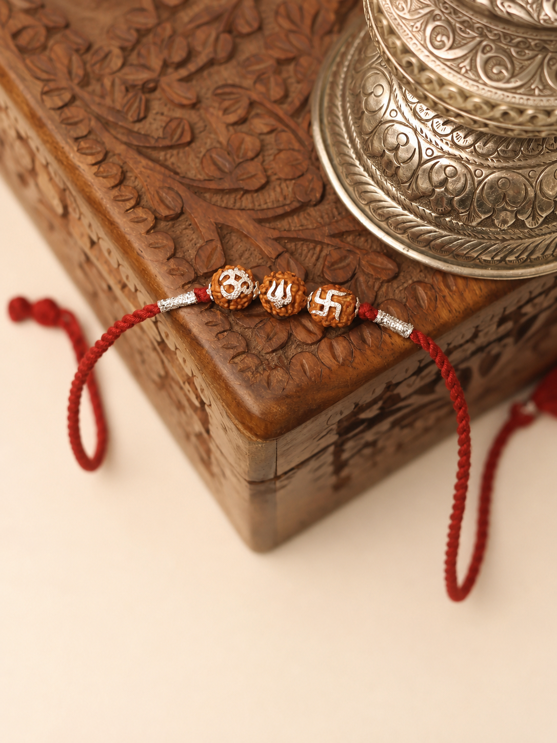 Trishakti Rudraksh Pure 92.5 Silver Moli Rakhi