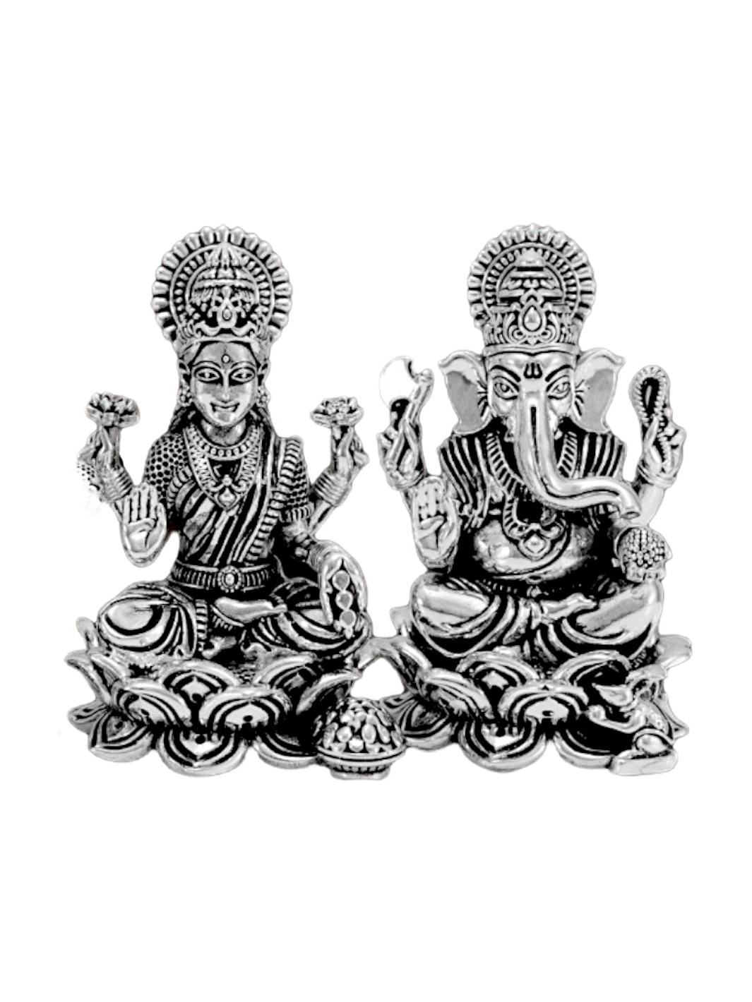 Pure Silver Laxmiji Ganeshji Idol - PSA Jewels