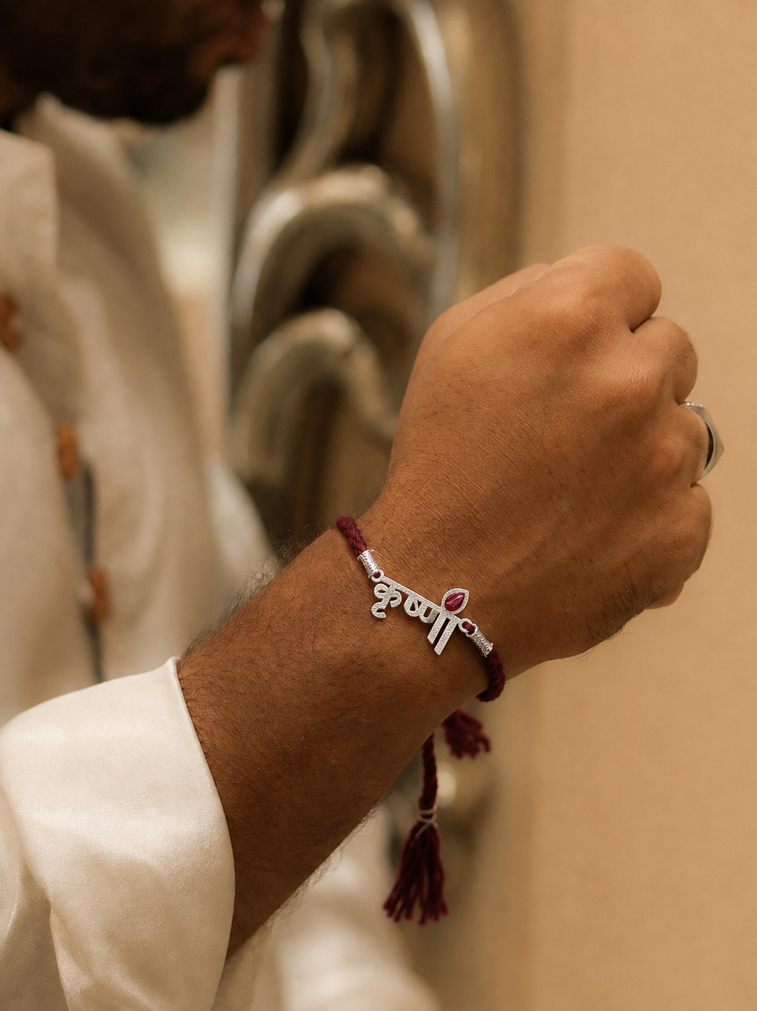 Auspicious Pure Silver Krishna Rakhi