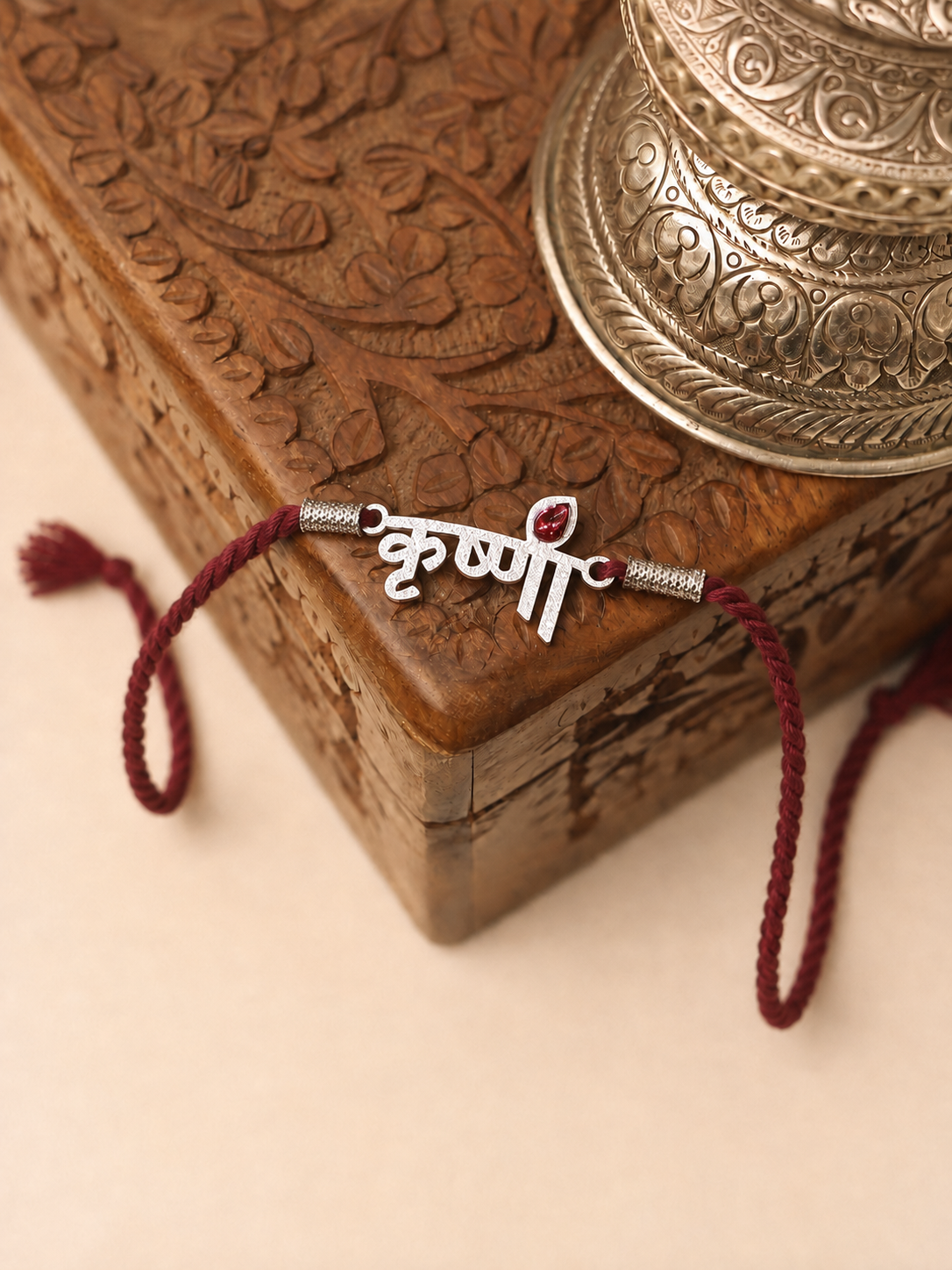 Auspicious Pure Silver Krishna Rakhi