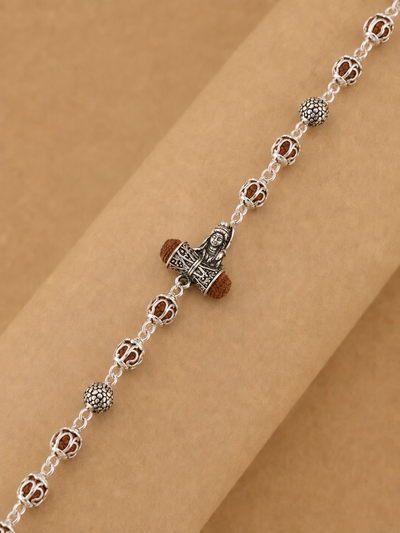 Rudraksha Pure Silver Shiva Bracelet with circular beads