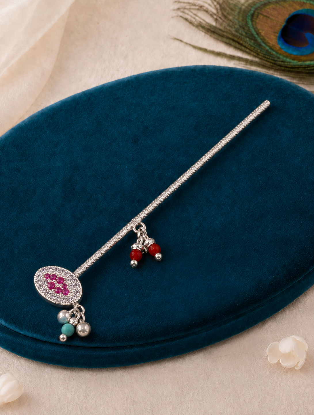 Gulabi Raas Pure 925 Silver Laddu Gopal Flute/ Basuri