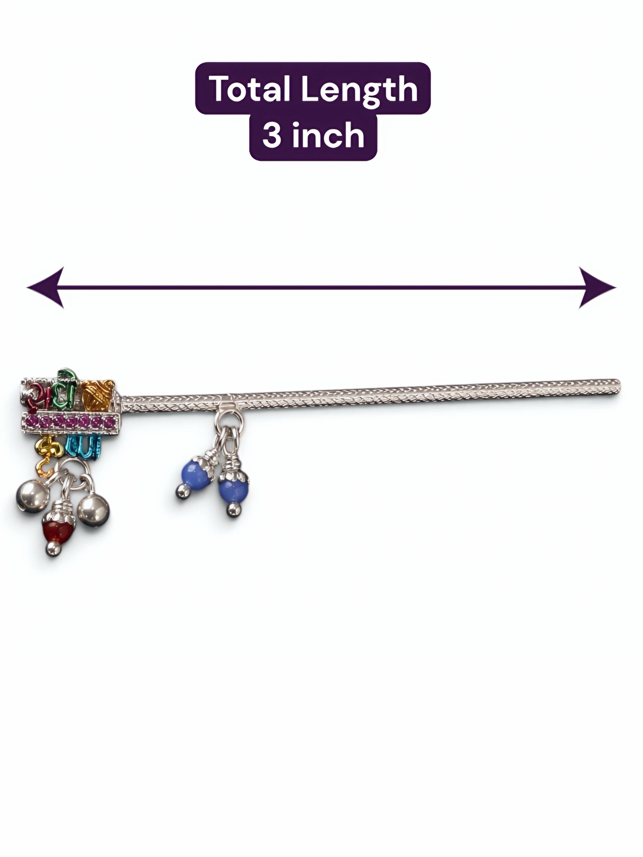 Radhe Krishna Meenakari Pure Silver Flute/ Bansuri