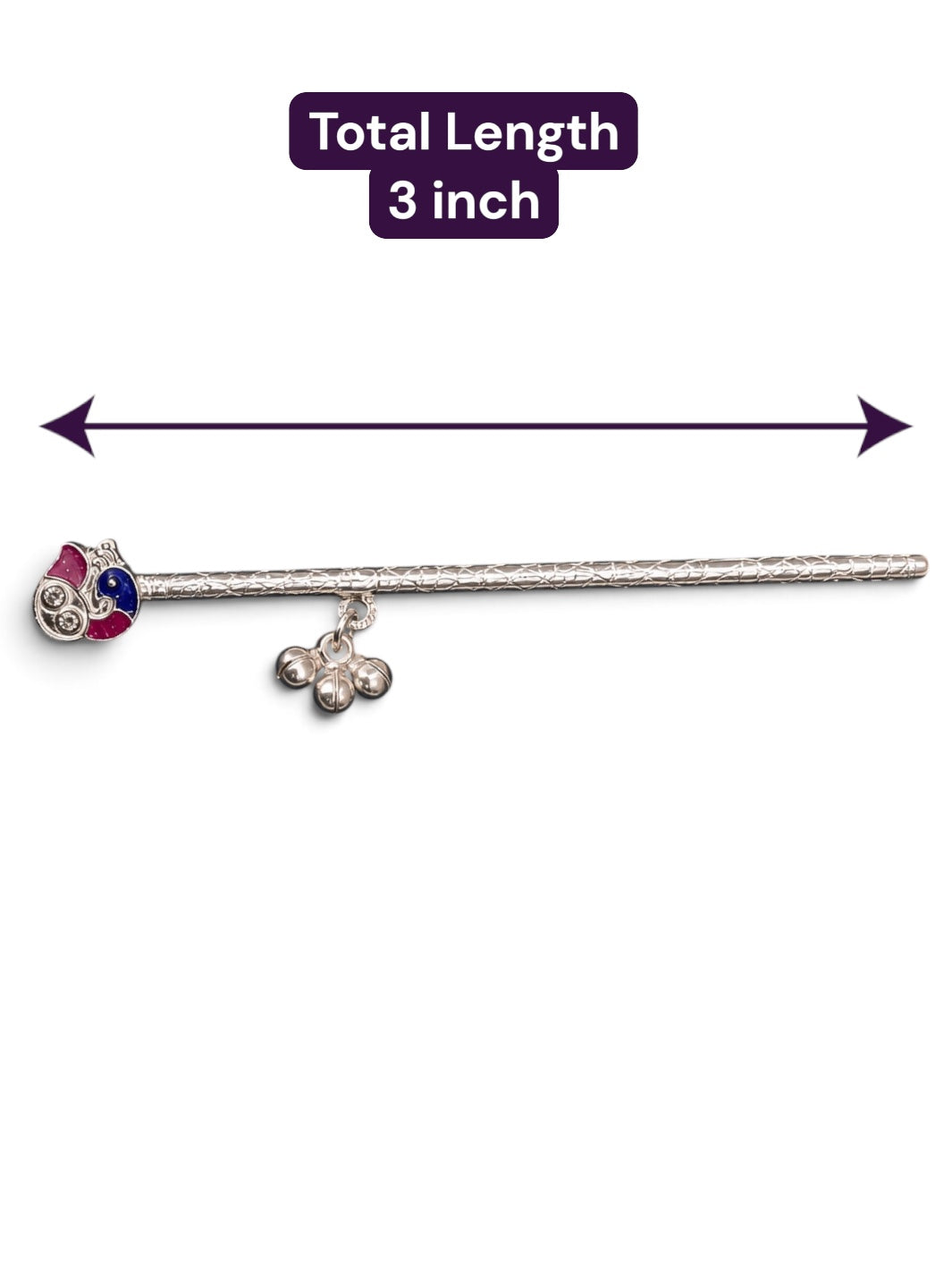 Pure 925 Silver Meenakari Mor Ghungroo Bansuri/ Flute