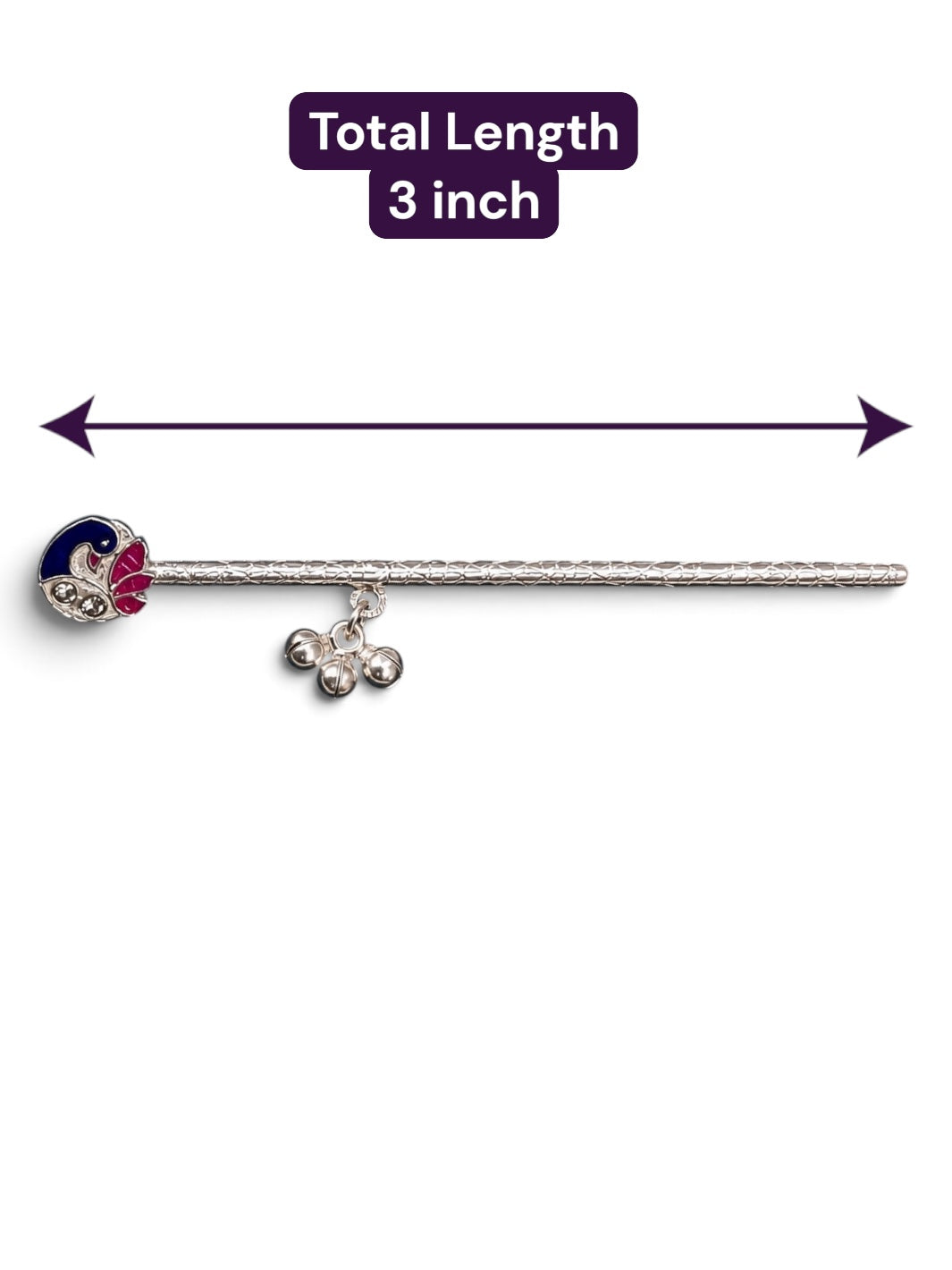 Peacock Enamel Ghungroo Pure Silver Bansuri/ Flute