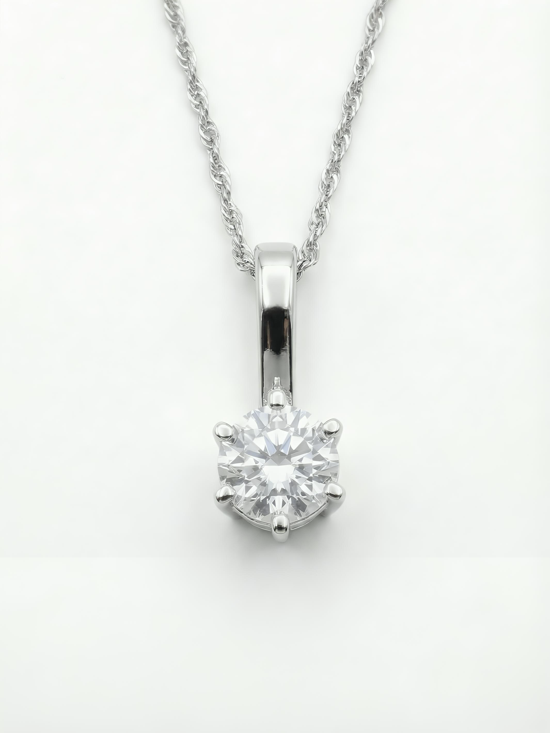 Sterling Silver Round Solitaire Pendant