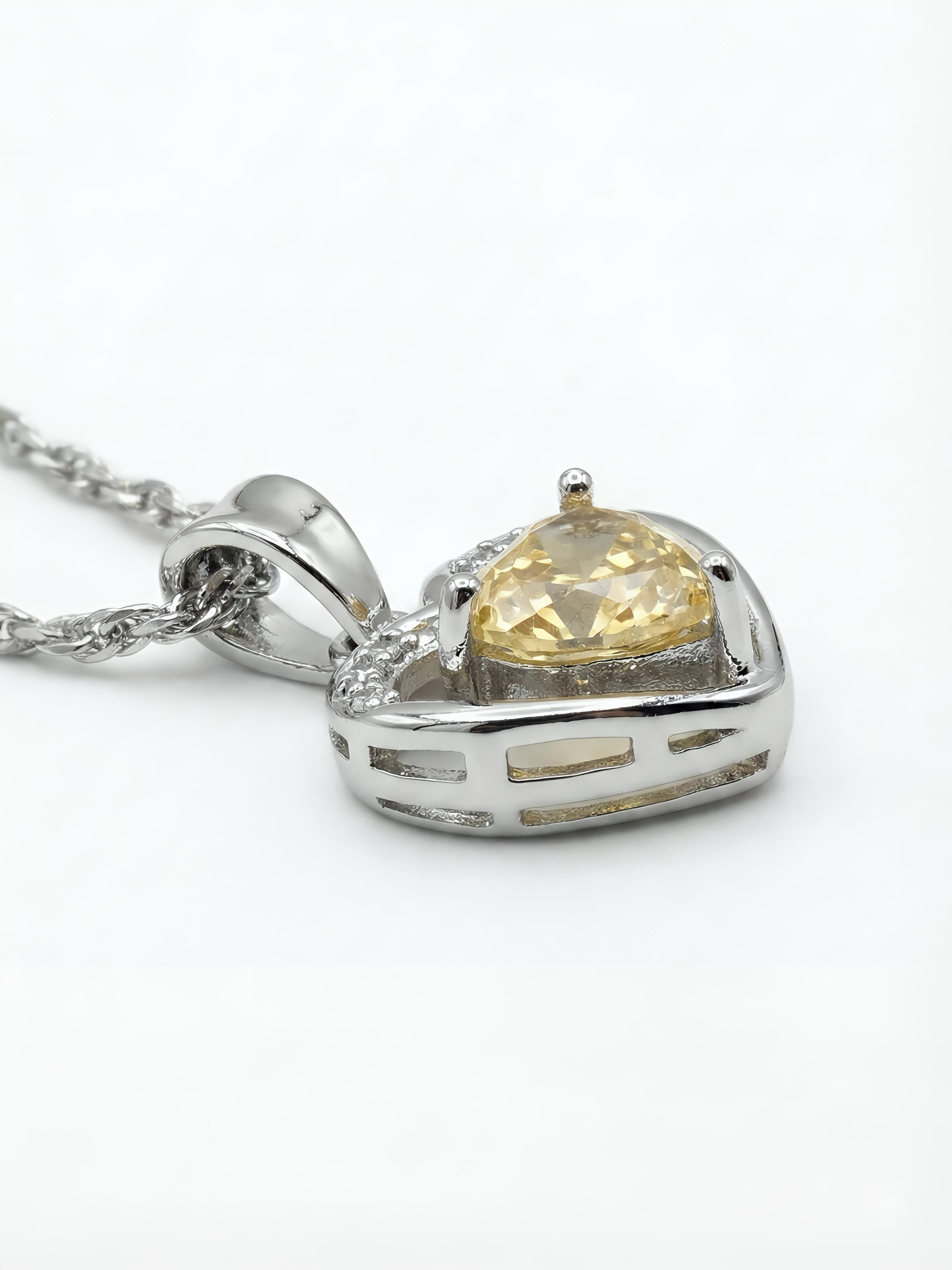 Sterling Silver Honey Moon Yellow Heart Pendant