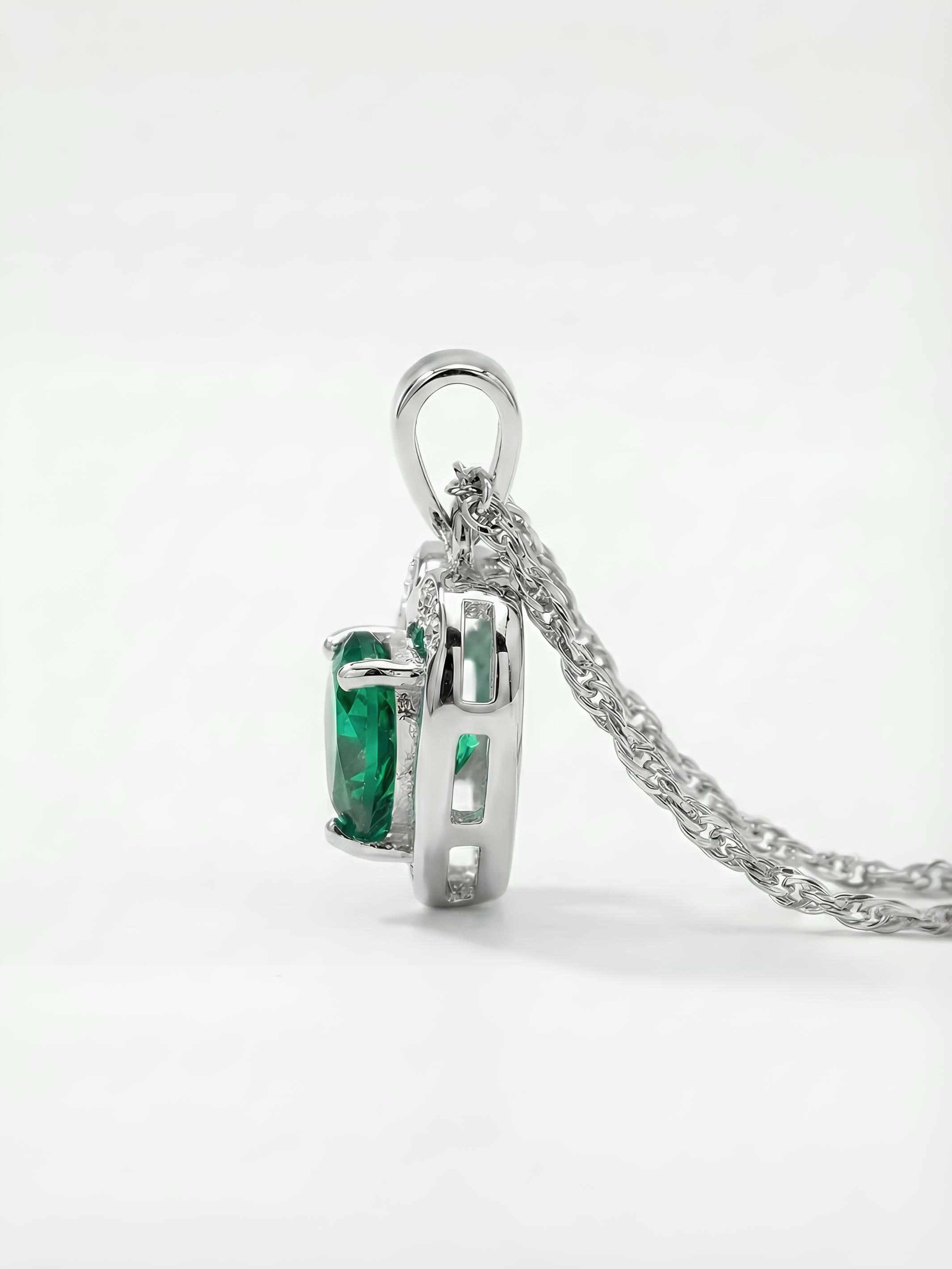 Sterling Silver Honey Moon Green Heart Pendant