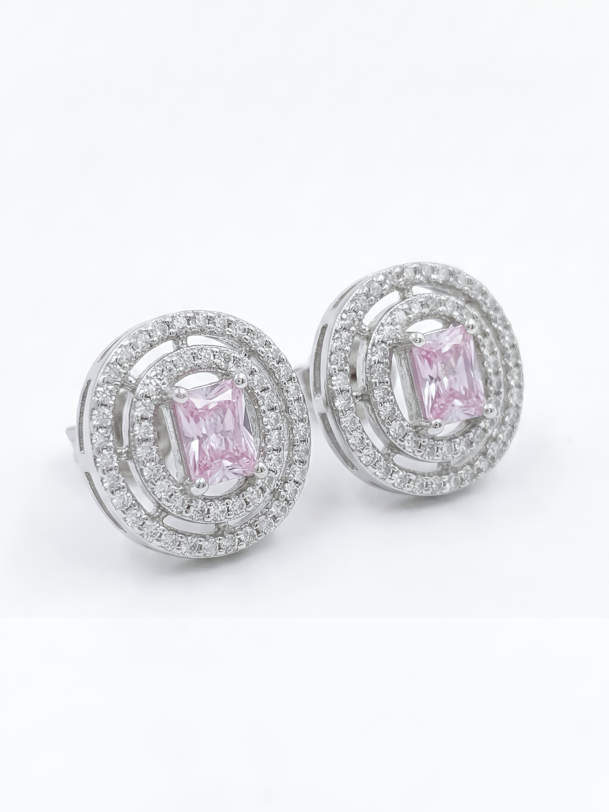 Double Halo Pure Silver Earring