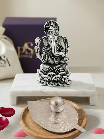 Ganesha Pooja Essentials – Mini Pure Silver Hamper