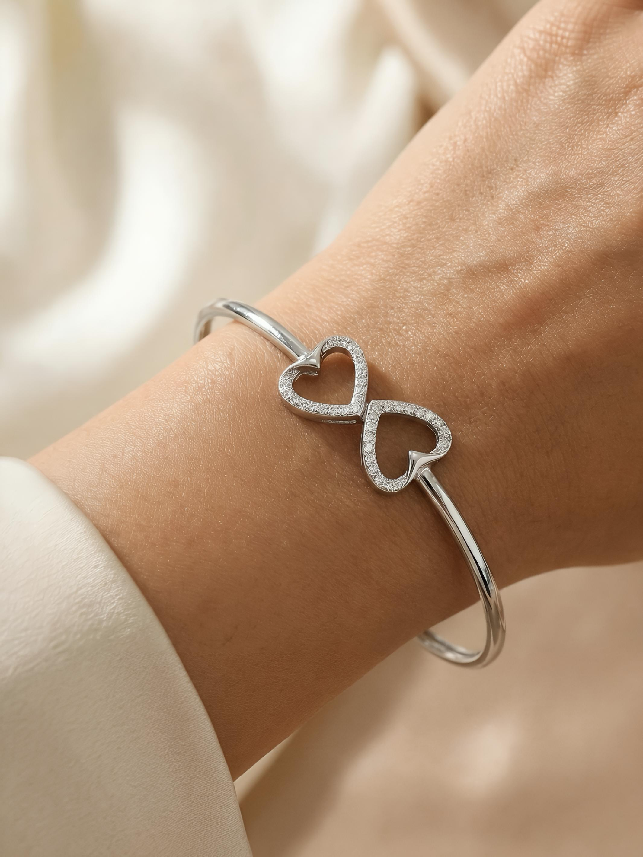 Beautiful Heart Pure Silver Bracelet
