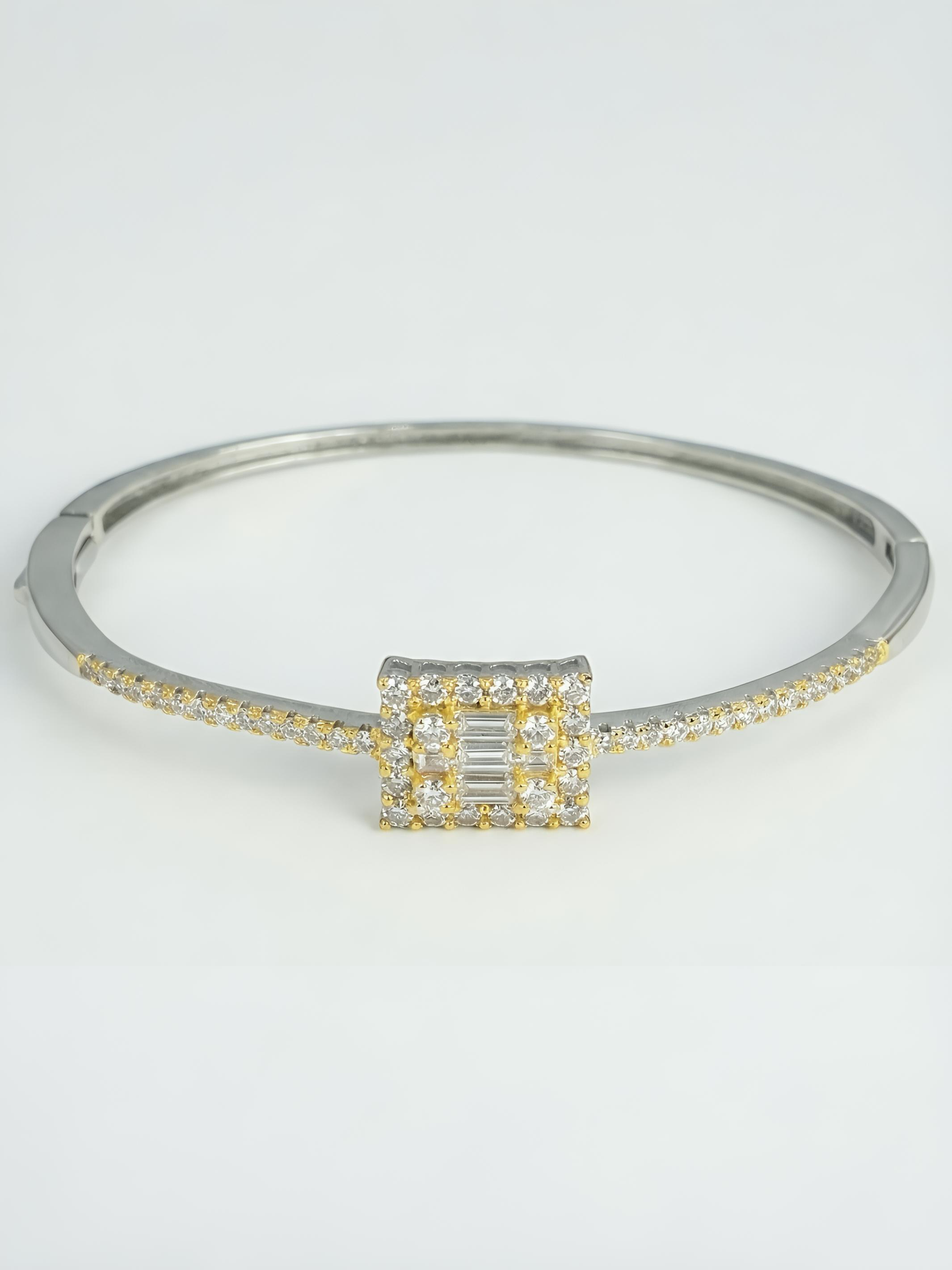 Radiant Baguette Halo Pure Silver Bracelet