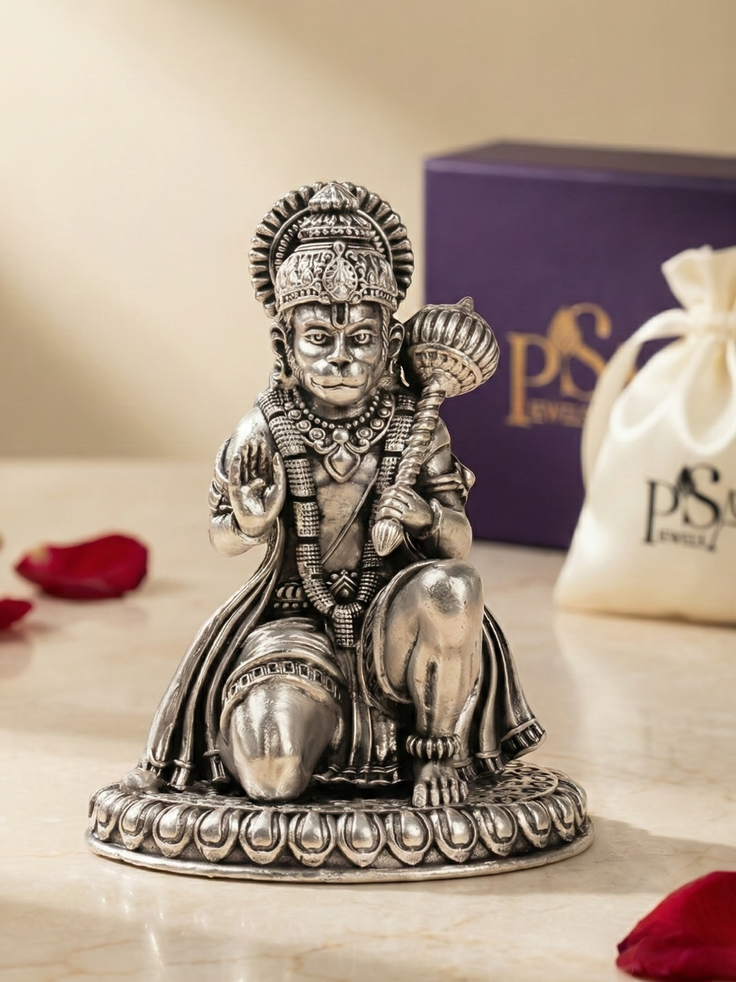 Pure Silver Antique Finish Lord Hanuman Idol