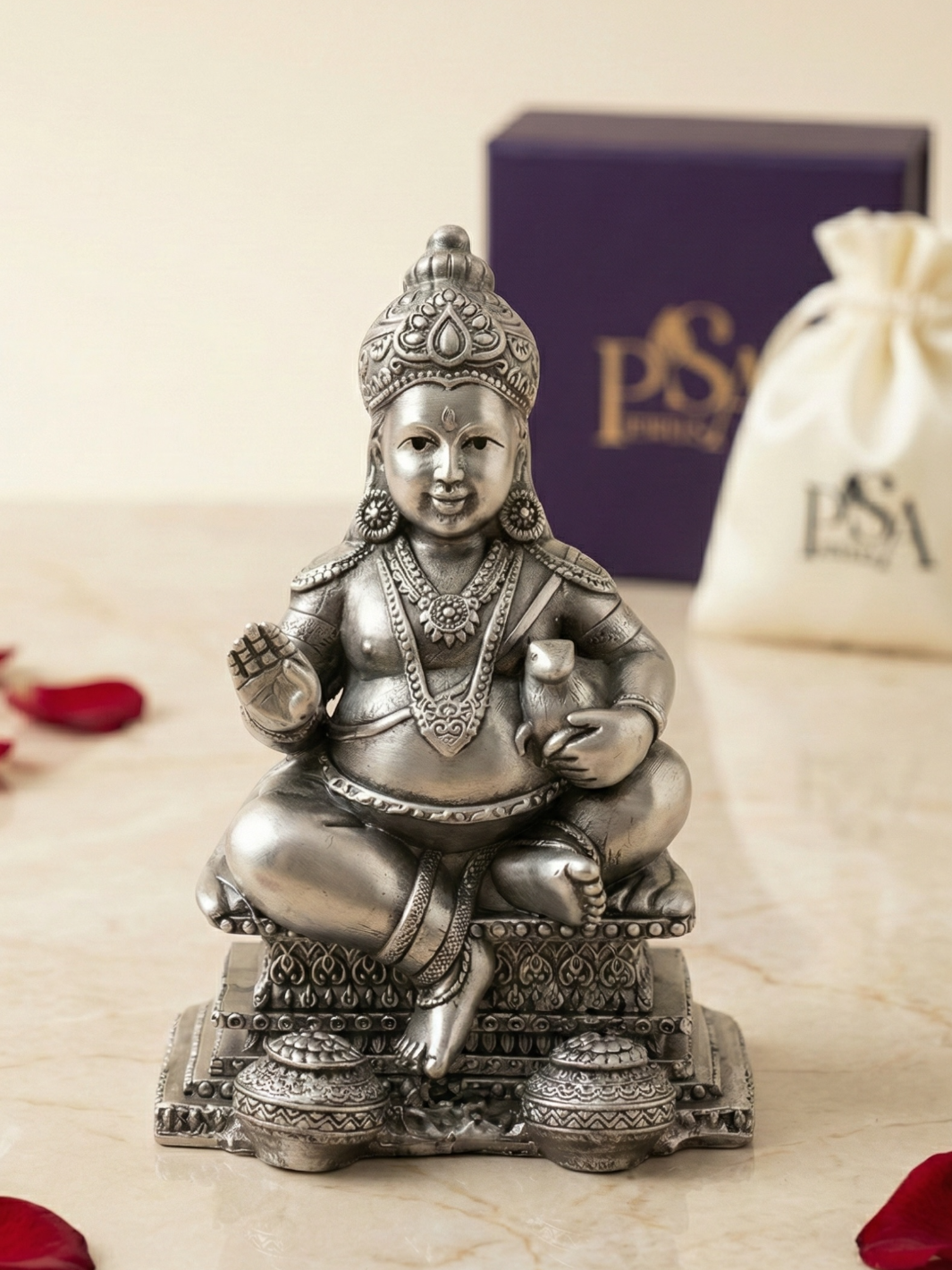 Pure Silver Antique Kuber Bhandari Idol