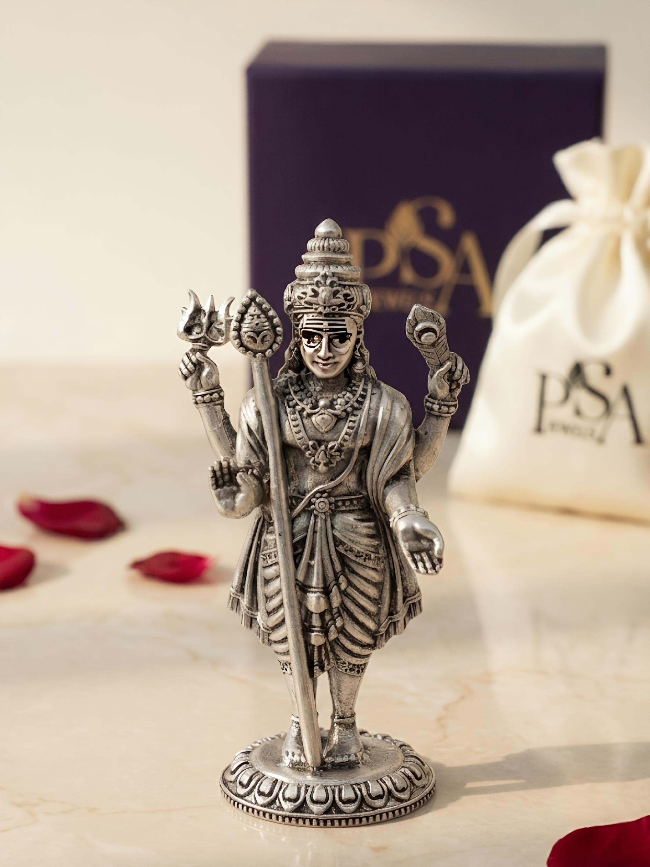 Pure Silver Antique Lord Kartikeya Idol