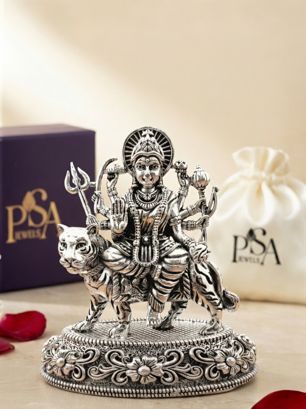 Pure Silver Antique Finish Durga Maa Idol