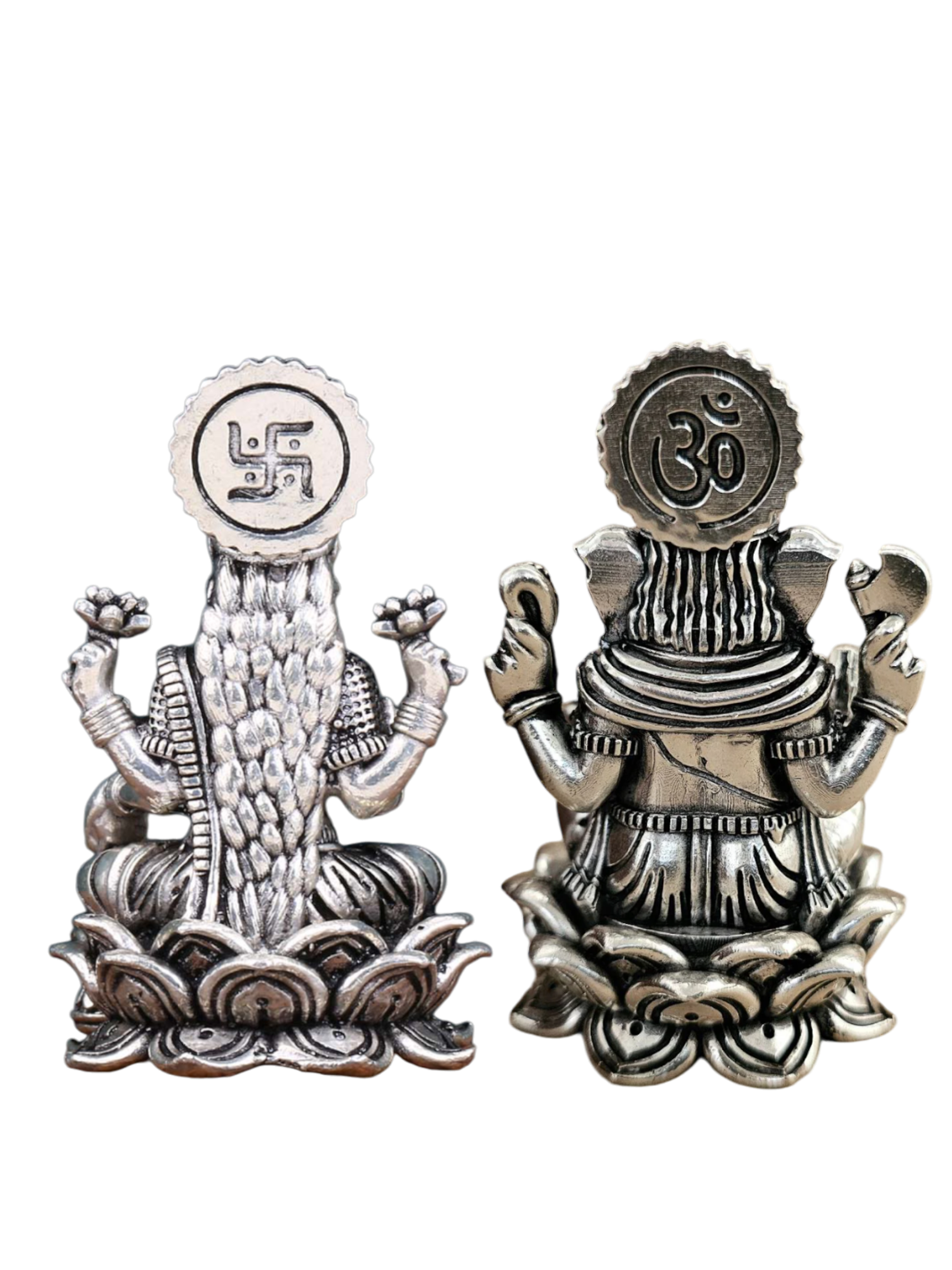 Pure Silver Laxmiji Ganeshji Idol - PSA Jewels
