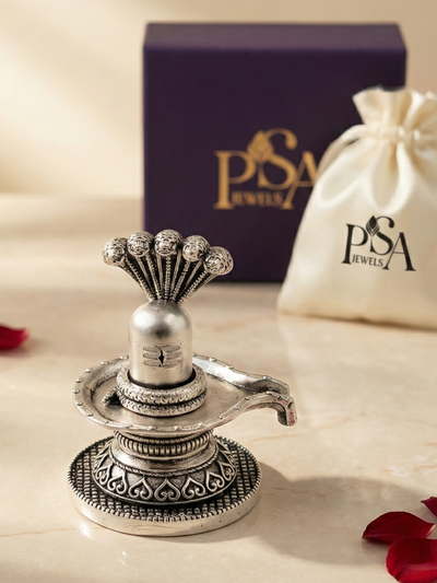 Pure Silver Antique Finish Lord Shivaling