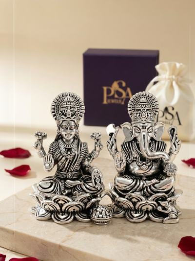 Pure Silver Laxmiji Ganeshji Idol
