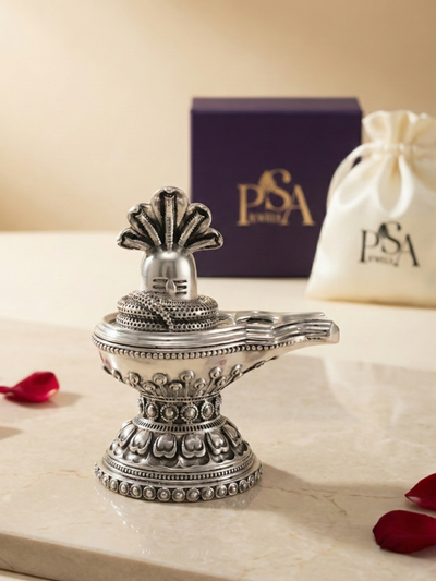Pure Silver Shiva Lingum With Sheshnaag