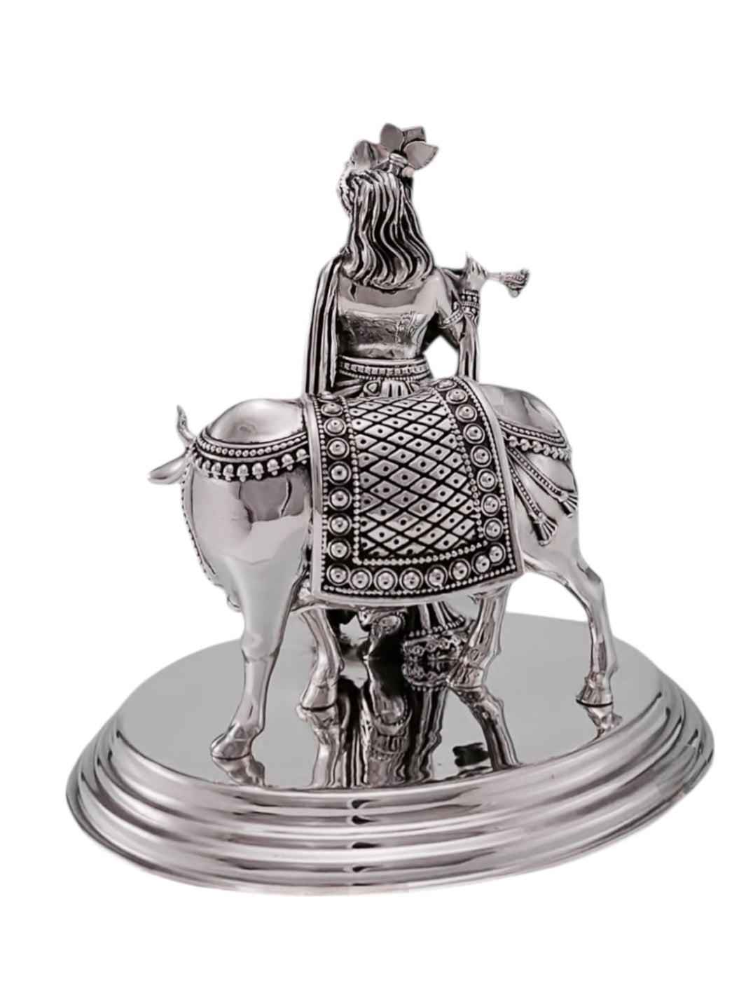 Pure Silver Krishna With Cow Idol