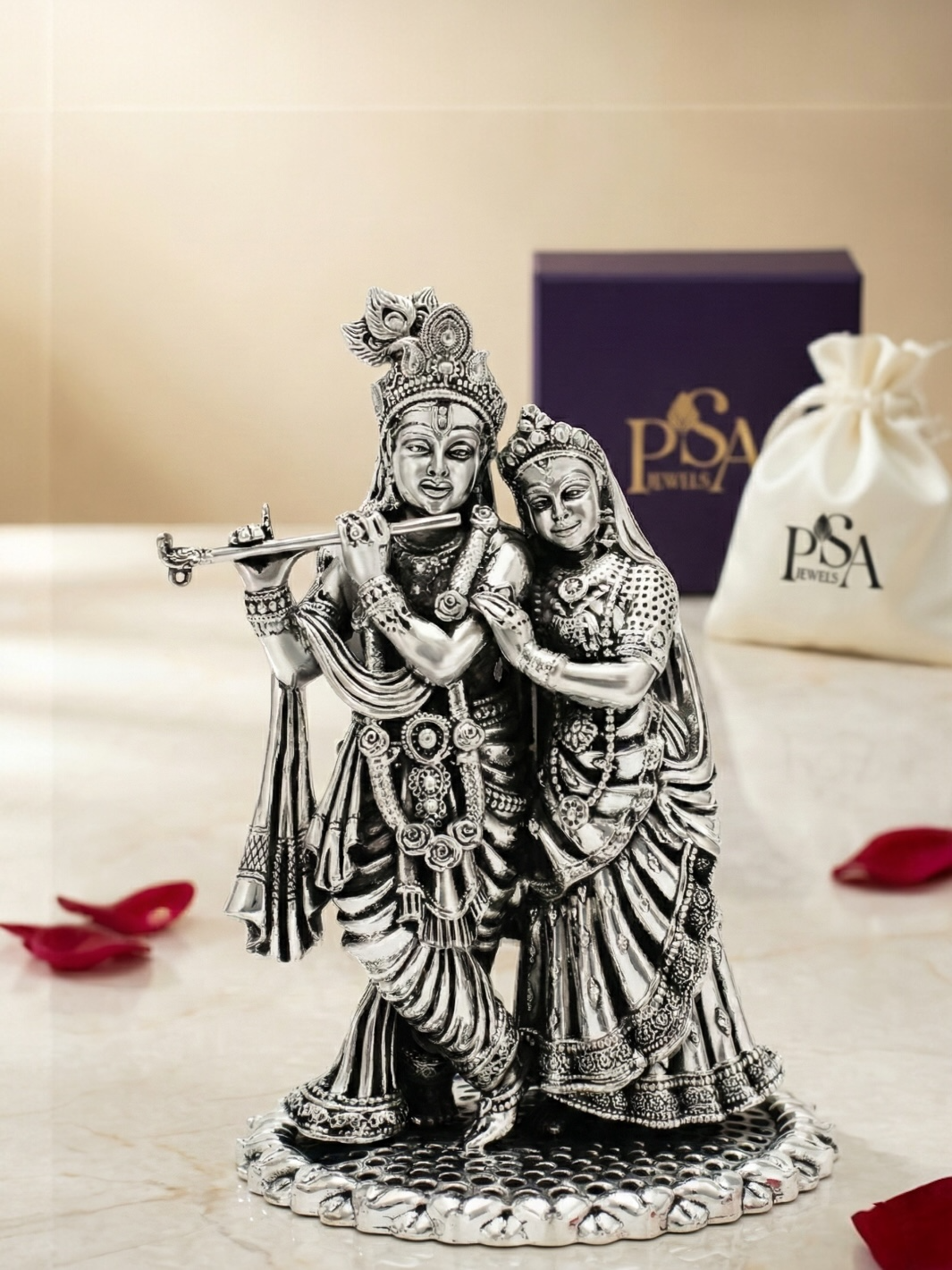 Pure Silver Radha Krishna Idol