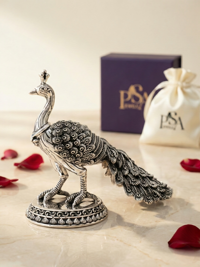 Pure Silver Peacock Idol