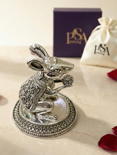 Pure Silver Anti Finish Solid Chuha/Mushakraj Idol