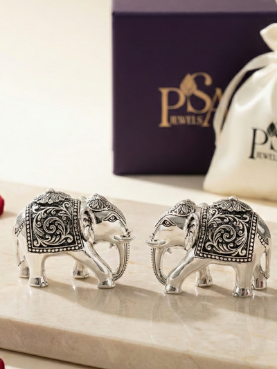 Pure Silver Elephant Downtrunk Pair Idol