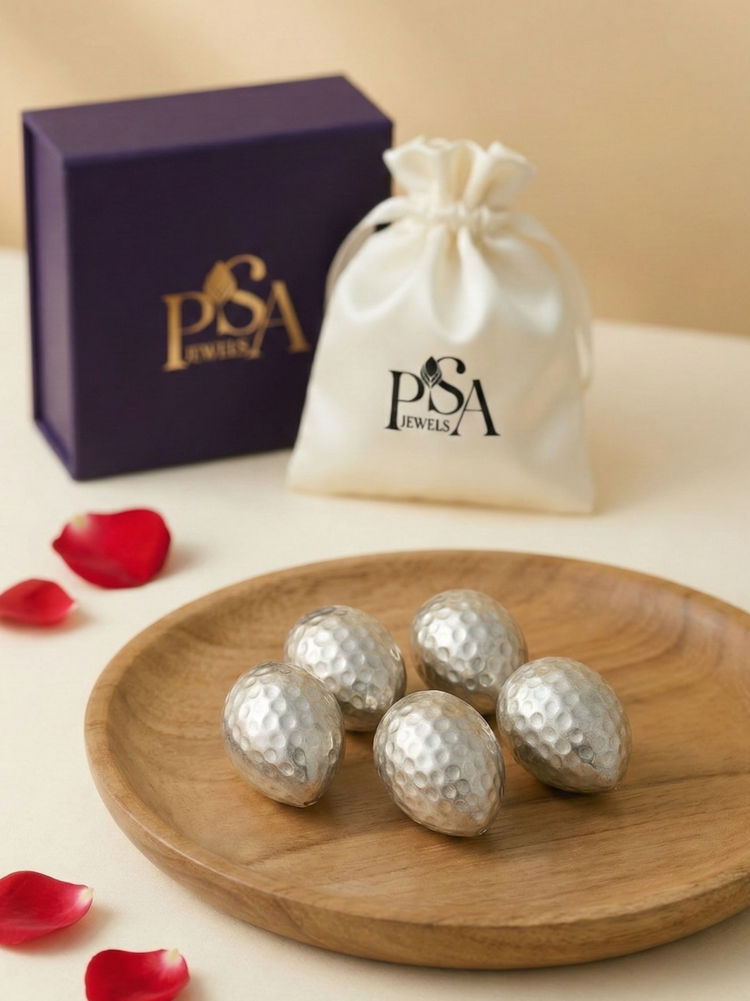 Pure Silver Supari/ Betel nut (4 pieces)