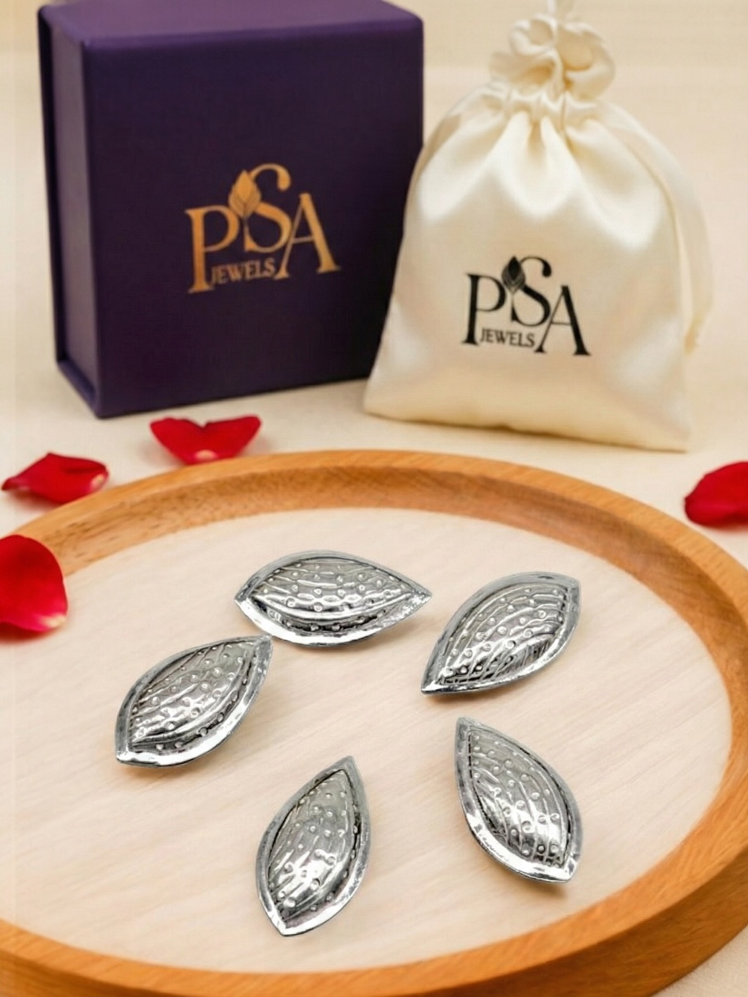 Pure Silver Small Badam/ Almonds (5 pieces)