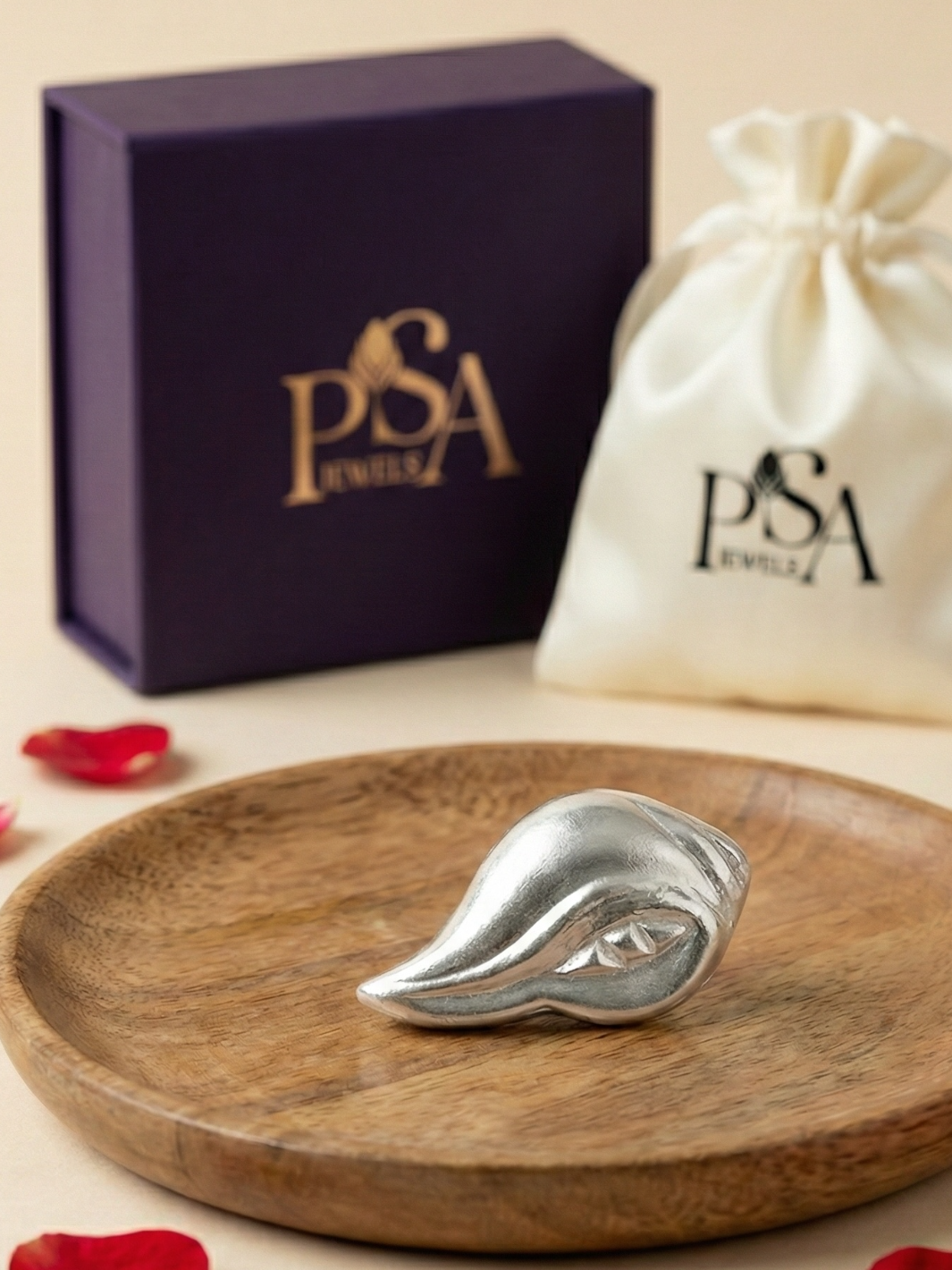 Pure Silver Mini 3D Conch Shell/ Shankh