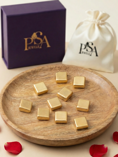Pure Silver Golden Color Naivedyam / Silver Golden Color Coconut Cubes