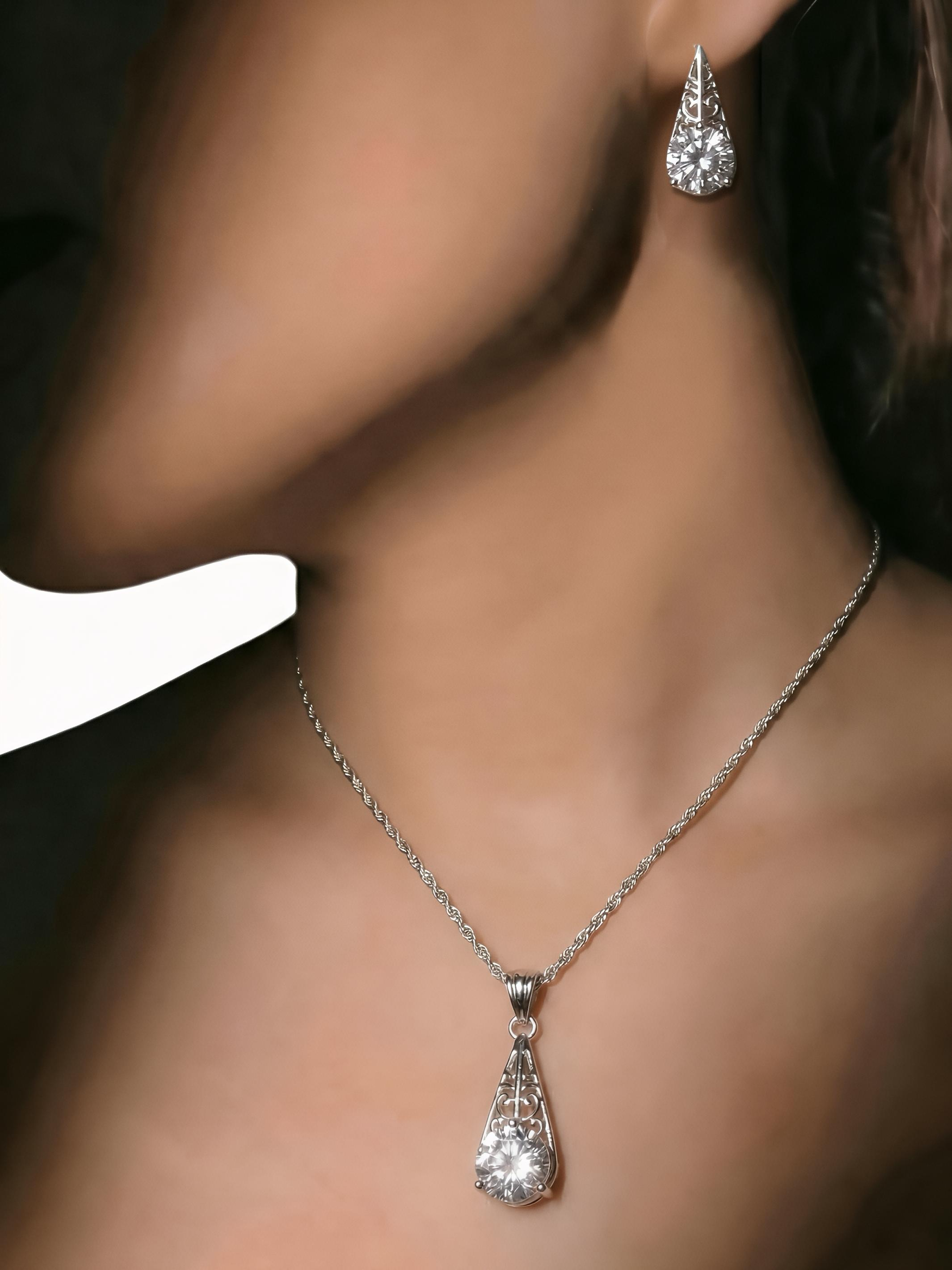 The Aria Drop Sterling Silver Pendant Set