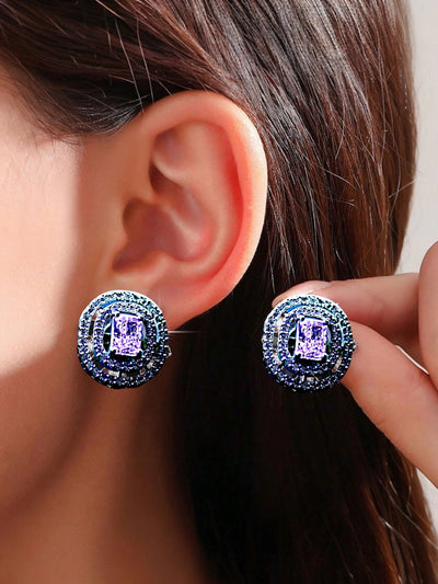 Double Halo Pure Silver Earring