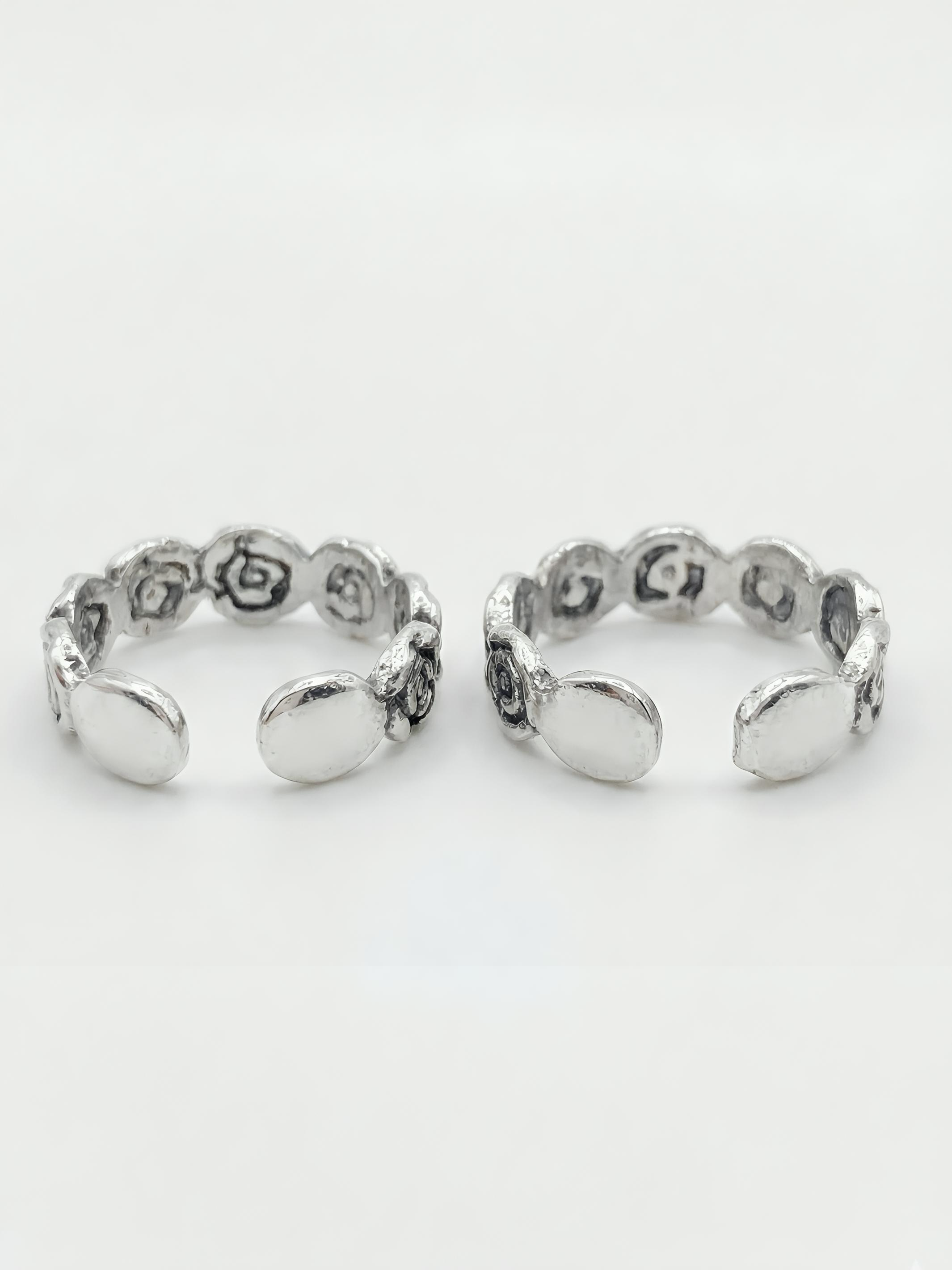 Artistic Roses Pure Silver Toe Rings